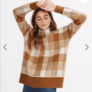 Madewell plaid mockneck tunic sweater